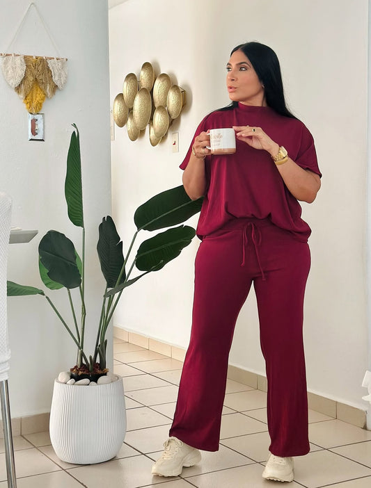 Chic Wine Travel Set Cotton Spandex Premium (Oversized)