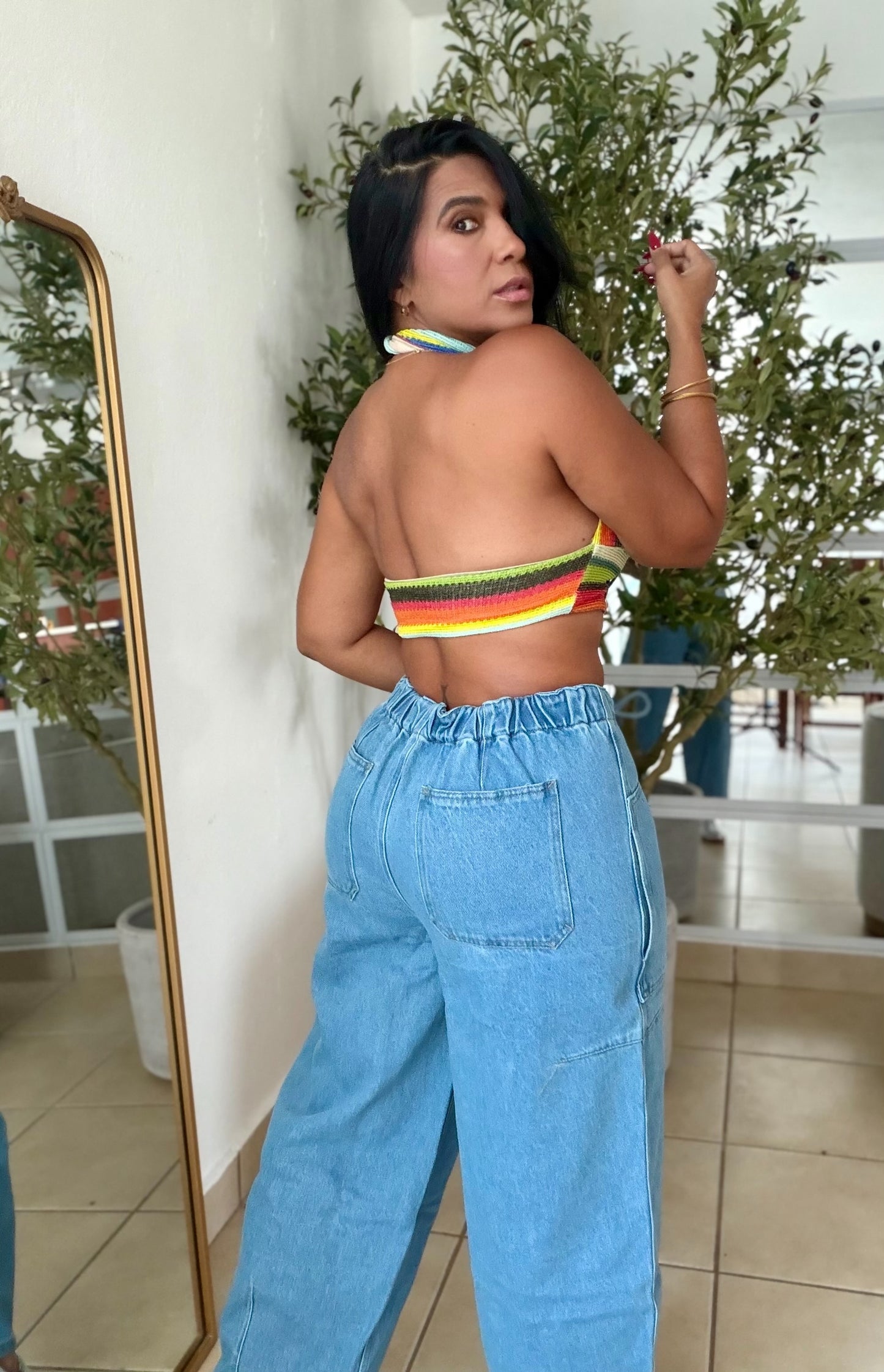 De Lujo Blue Espectacular Spandex Barrel Jeans (BAGGY AZUL)