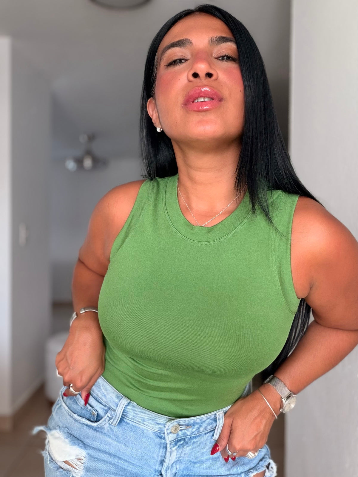 Apple Green Luxe Spandex Ling Basic Top (Sold out)