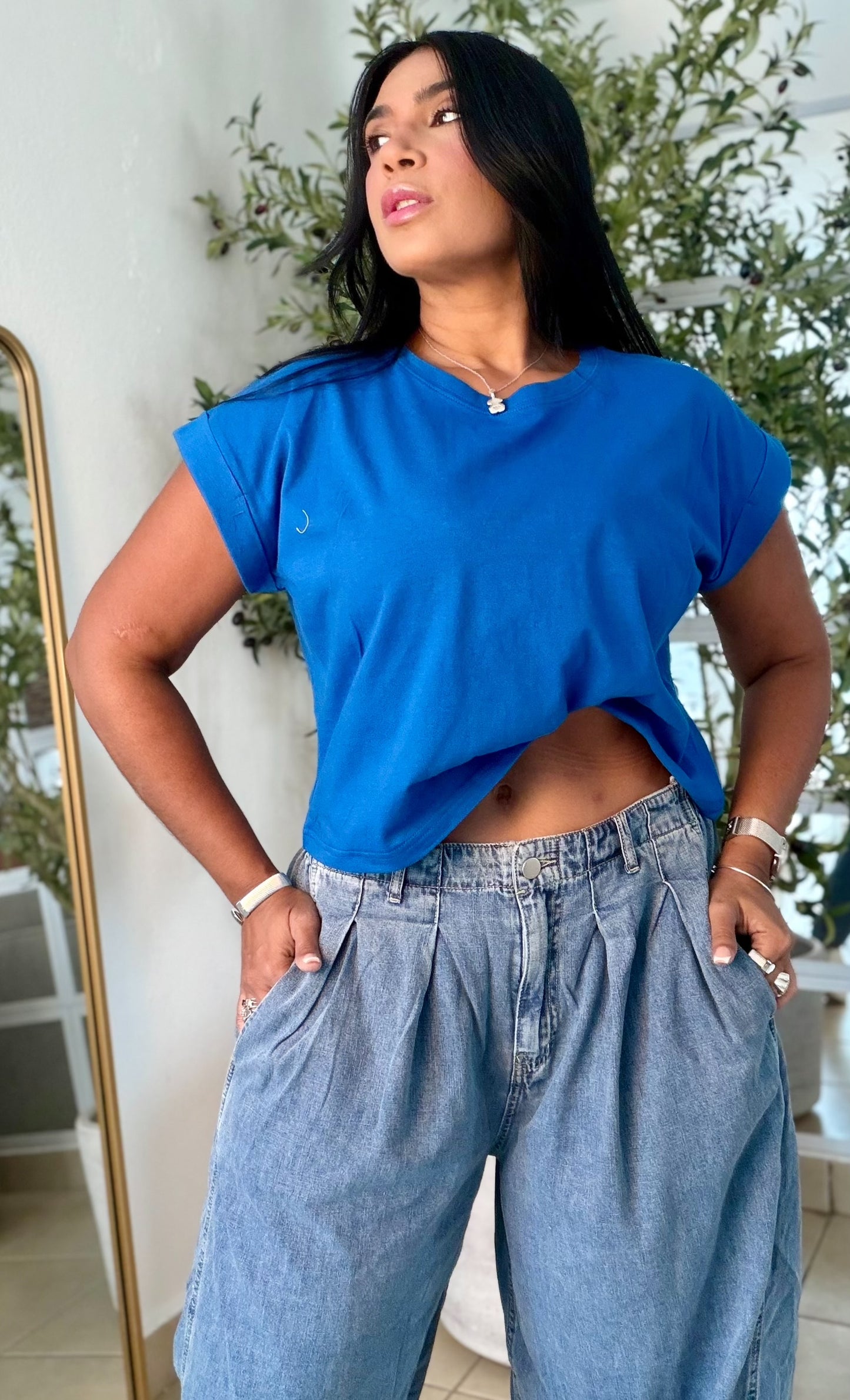 Ocean Blue  Oversized Cotton Top (color azul)