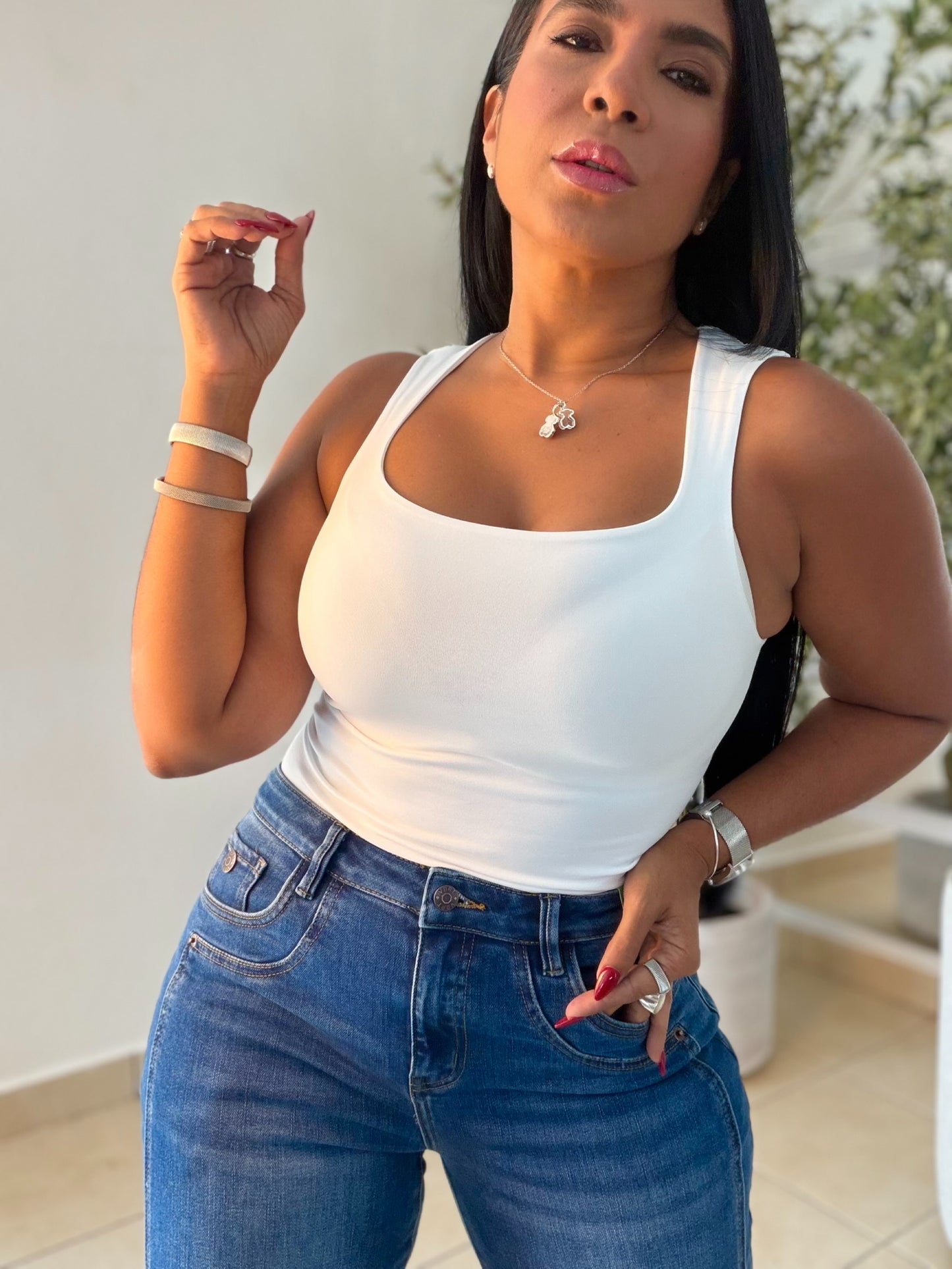 White (Blanco) Luxe Spandex Tank Basic