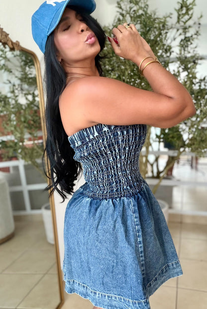 Daras Spandex Total Denim Azul Blue Oscuro Dress (No zipper ni botones) El màs bello del mundo!