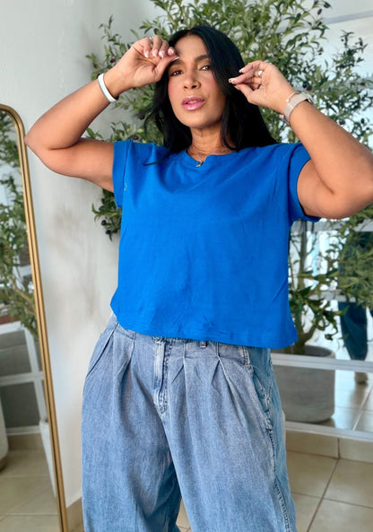 Ocean Blue  Oversized Cotton Top (color azul)