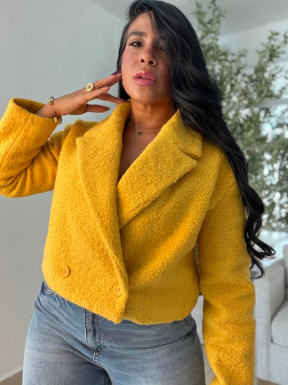 Vintage Yellow Mustard Luxurey Textured Premiun Oversized Jacket Top