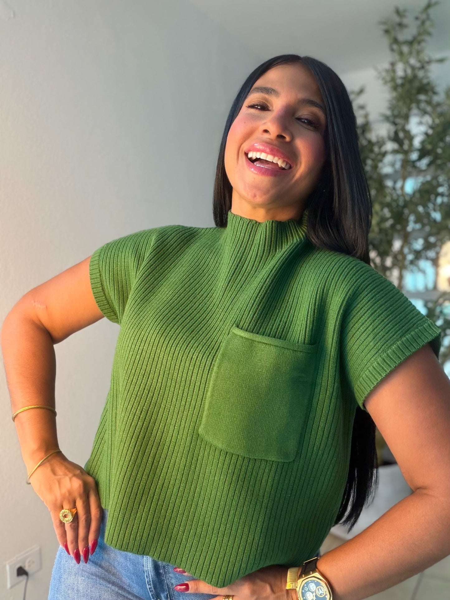Avas Green Oversized Spandex Luxe Top (mega còmoda y fresquesita) color verde (SOLD OUT GRACIAS)