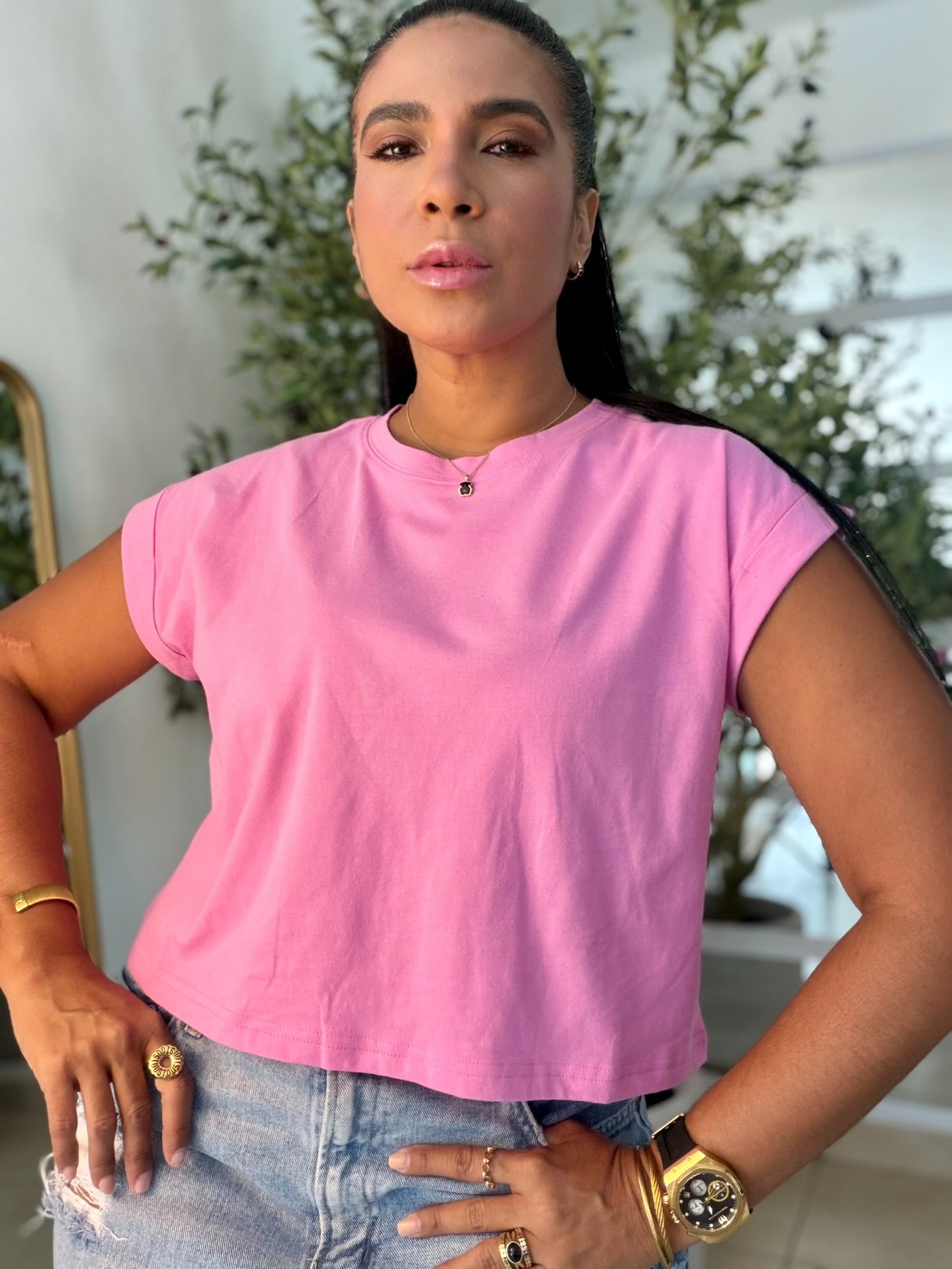 Rosa Pink Blacky Black (color rosa) Oversized Top Basic