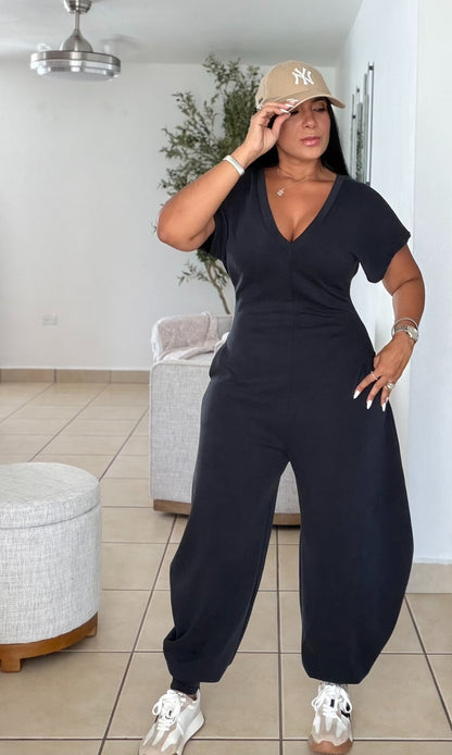Baggy Blacky Spandex Luxe Jumpsuit (tiene bolsillos)PRE ORDEN