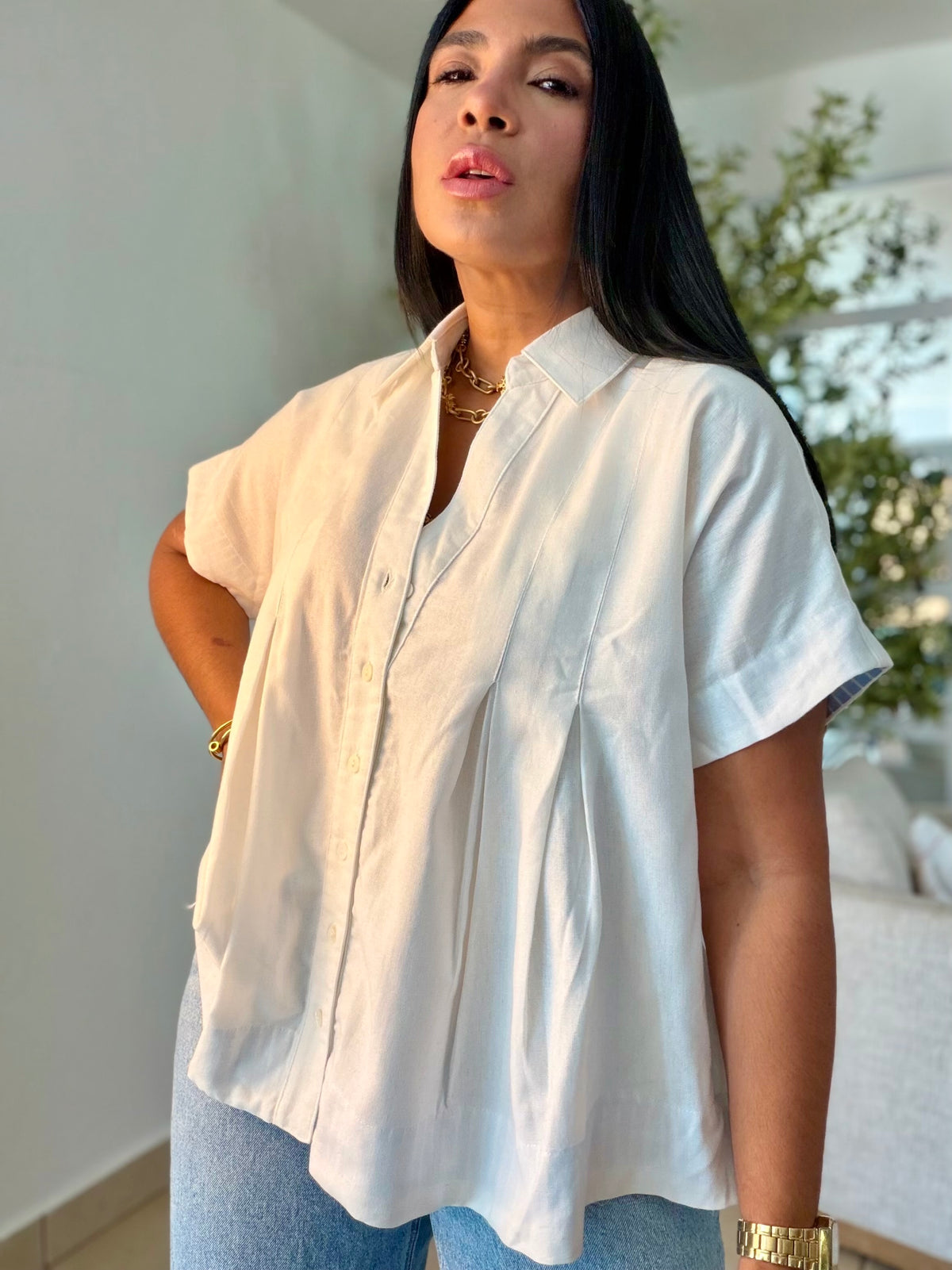 Luxe White Linen Oversized Blusòn (mangas se usan de dos formas) SOLD OUT GRACIAS