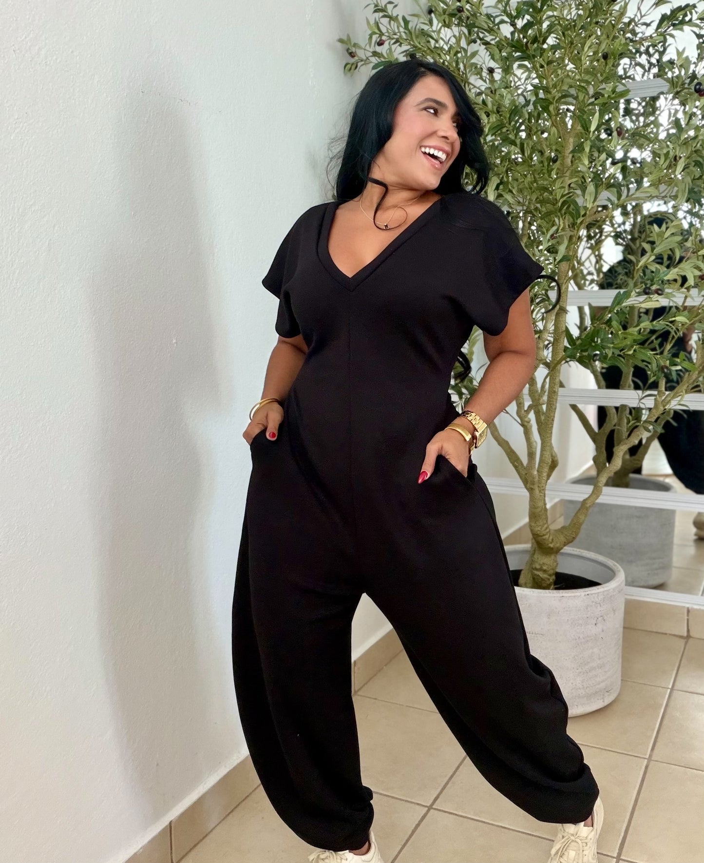 Baggy Blacky Spandex Luxe Jumpsuit (tiene bolsillos) el más bellooo