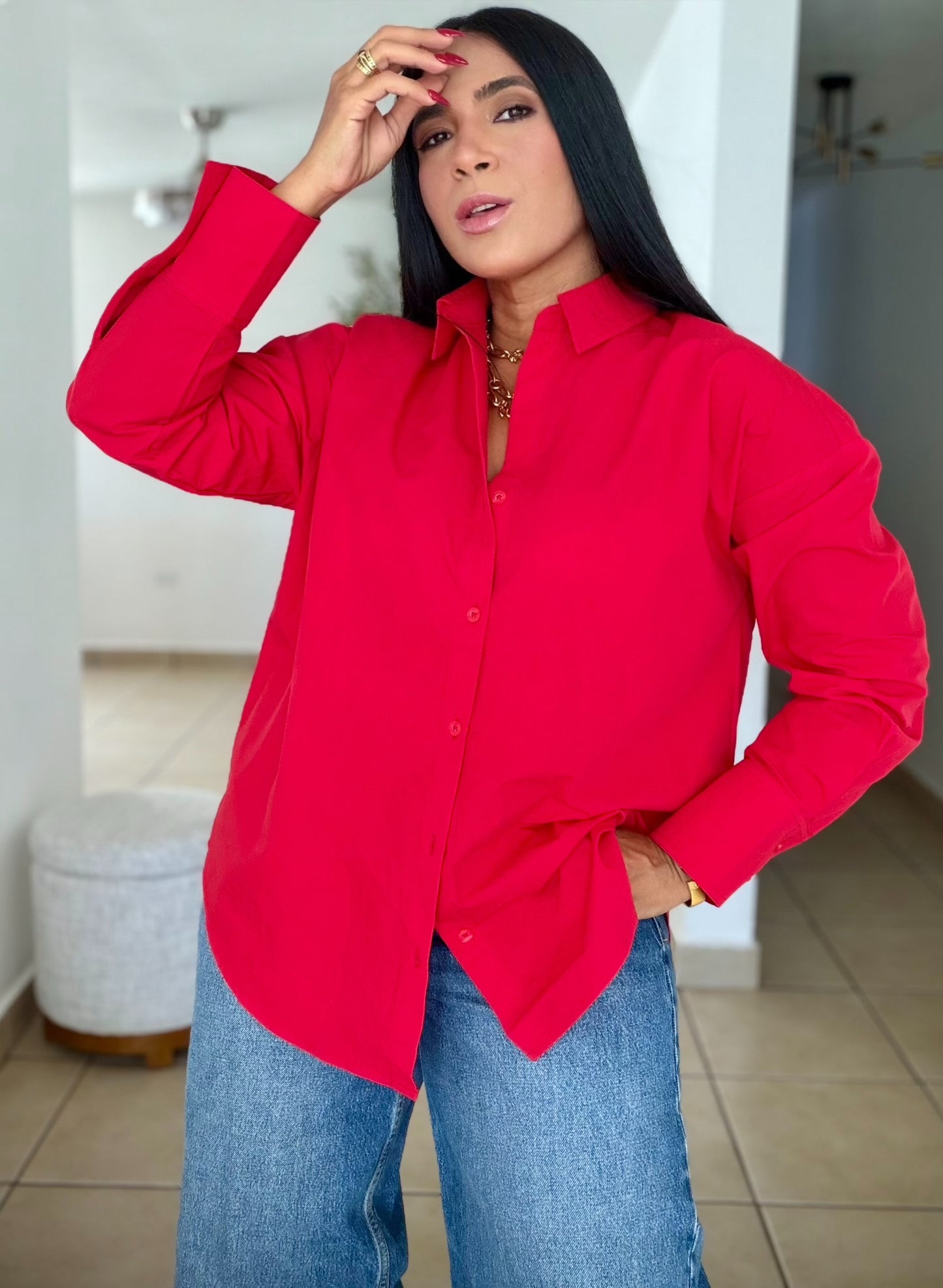 “Zura” Luxe Oversized 100% Cotton Oversized Blouse