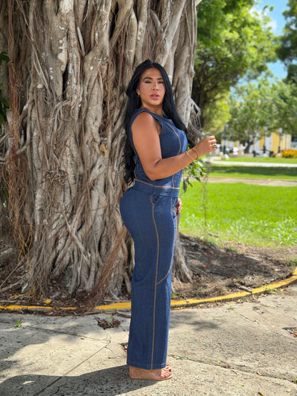 El Denim Blue Set de Camisa y Pantalòn Wide Leg màs bello del mundo!! Bien expandible y còmodo. Tiene bolsillos