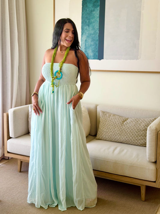Darimar Wide Leg Spandex De Lujo Jumpsuit (tiene bolsillos y no zipper ni botones)Turquesa Blue (es un lujo de bello)