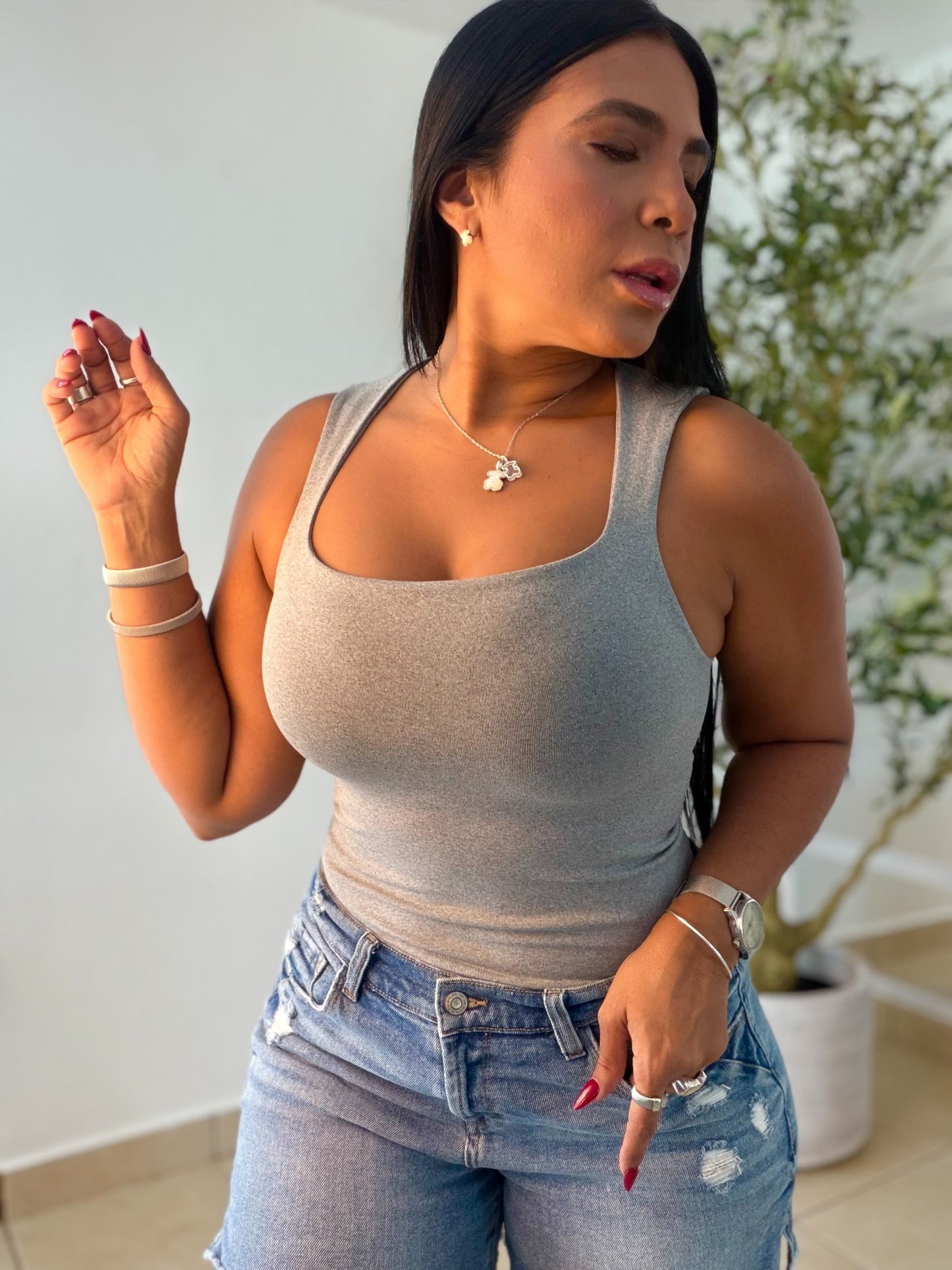 Gray (gris) Luxe Spandex Tank Basic (SOLD OUT GRACIAS)