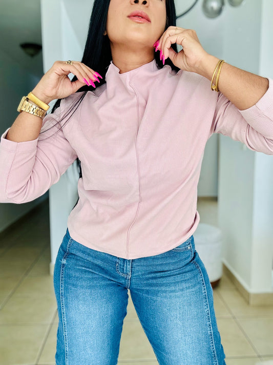 De Lujo Sweet Pink Oversized Spandex Blouse Premium