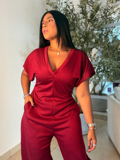 Baggy Red Wine Spandex Luxe Jumpsuit (tiene bolsillos) el más belloooCOLOR RED WINE (SOLD OUT GRACIAS