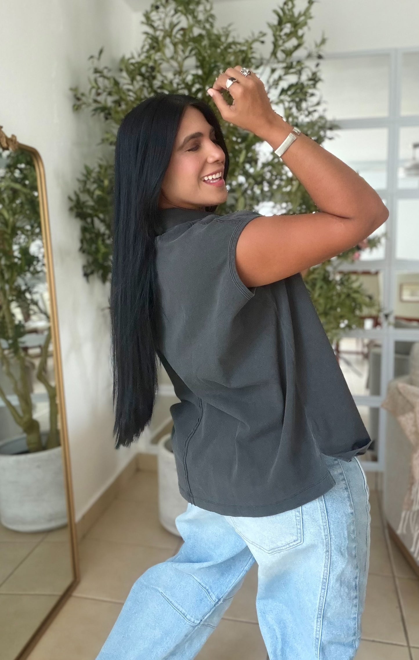 Charcoal Gray (gris) Luxe Urban 100% cotton Long Top (SOLD OUT)