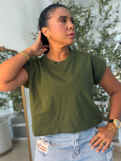 Military Green  Oversized Cotton Top (color verde)