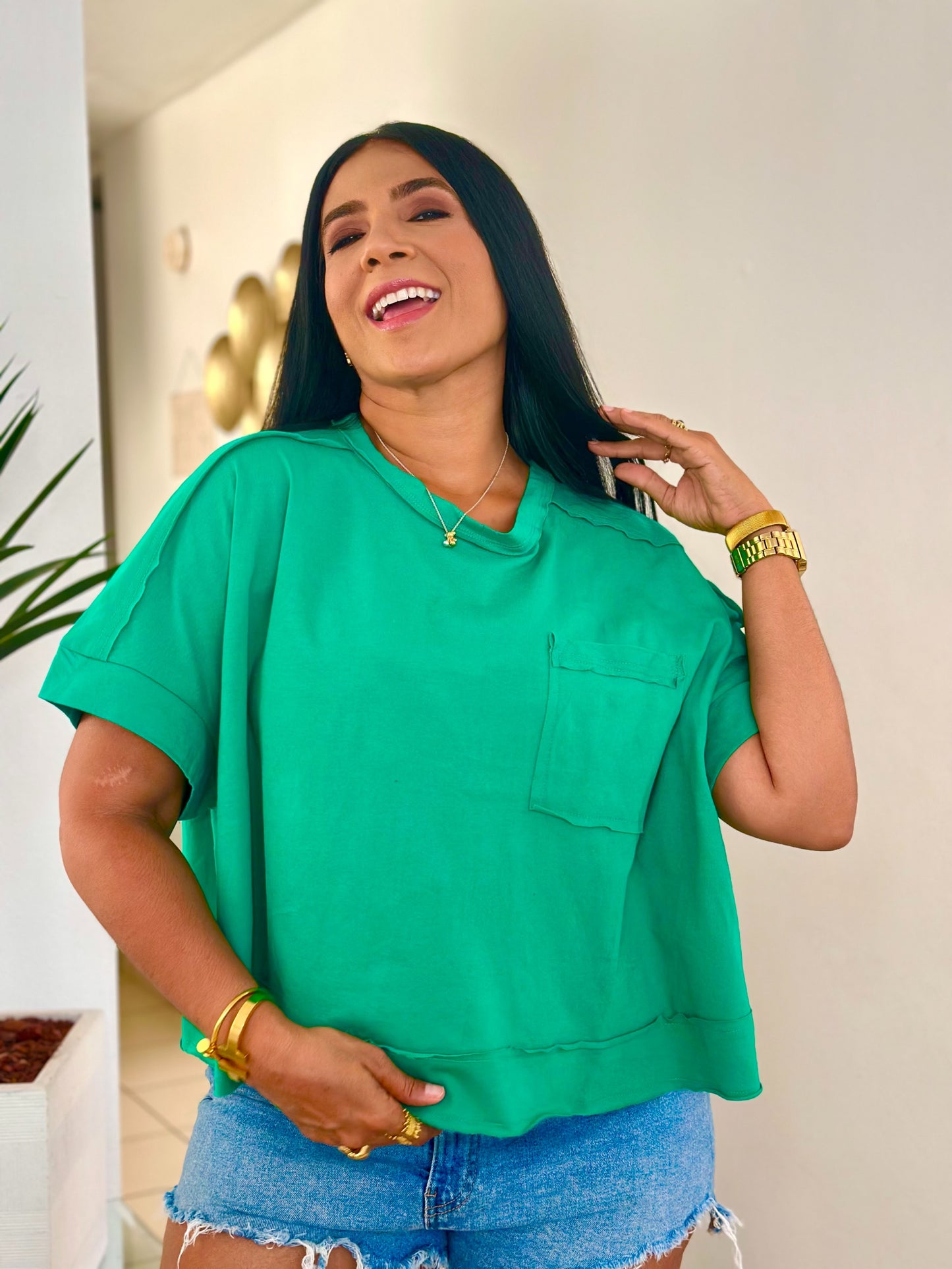 Kelly Green Oversized Spandex Top