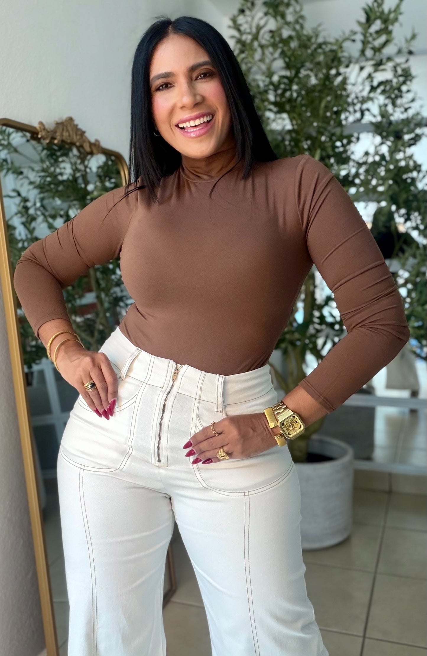Bone White  Wide Leg Spandex Pants (tiene bolsillos pantalones)