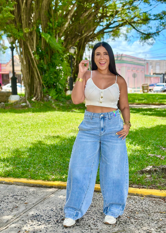 Vibrant BAGGY Jeans (Súper expandible y suelto.  Ese es el estilo amor! Mega bello.(SOLD OUT