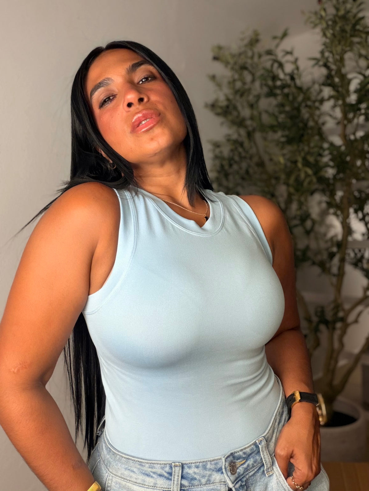Celeste Blue Dynamic Spandex Long Luxe Basic (azul celeste de lujo) 💯 cotton