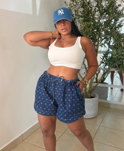 Mìrame Dark Denim Blue Luxe Baggy Spandex!! Shorts mahòn (tiene bolsillos)