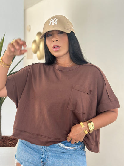 Brown Chocolate Oversized Spandex Top