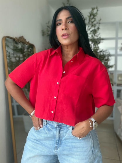 Mundial Choco Red Oversized Top