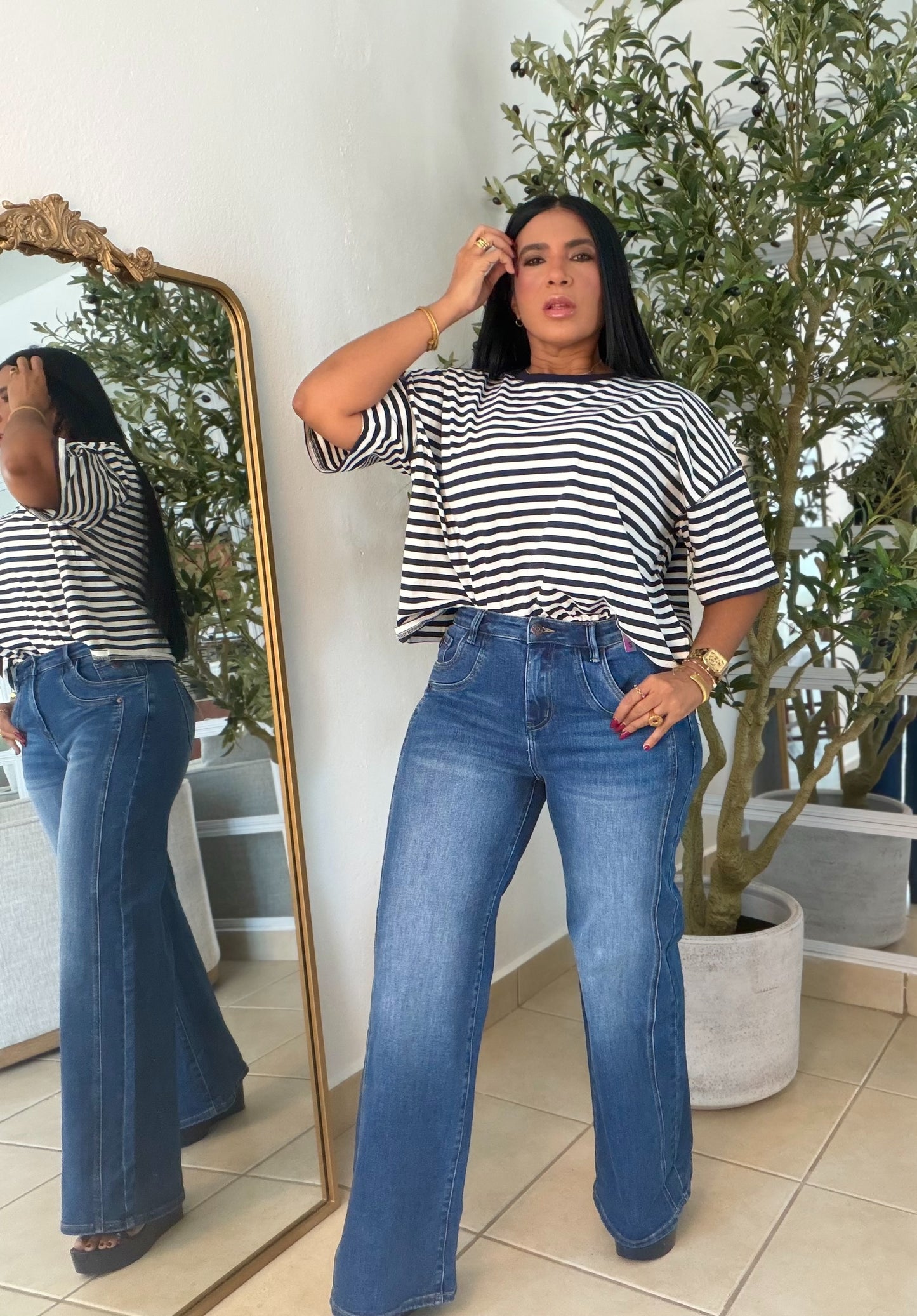 Spandex Wide Leg Vibrant Jeans (nueva colecciòn bien spandex) Blue Jeans (SOLD OUT GRACIAS)