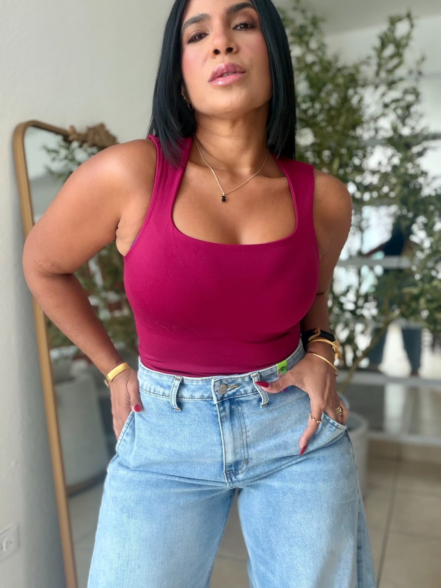Red Wine Spandex Luxe Basic Top (Rojo Oscuro)SOLD OUT GRACIAS
