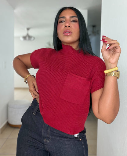 Avas Red Oversized Spandex Luxe Top (mega còmoda y fresquesita) color rojo