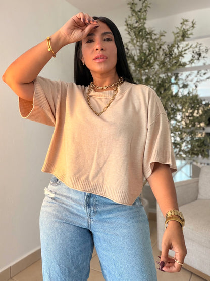 Eah! Eah! Beige Crema Luxe Premium Oversized Top (color crema)