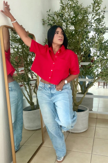 Mundial Choco Red Oversized Top