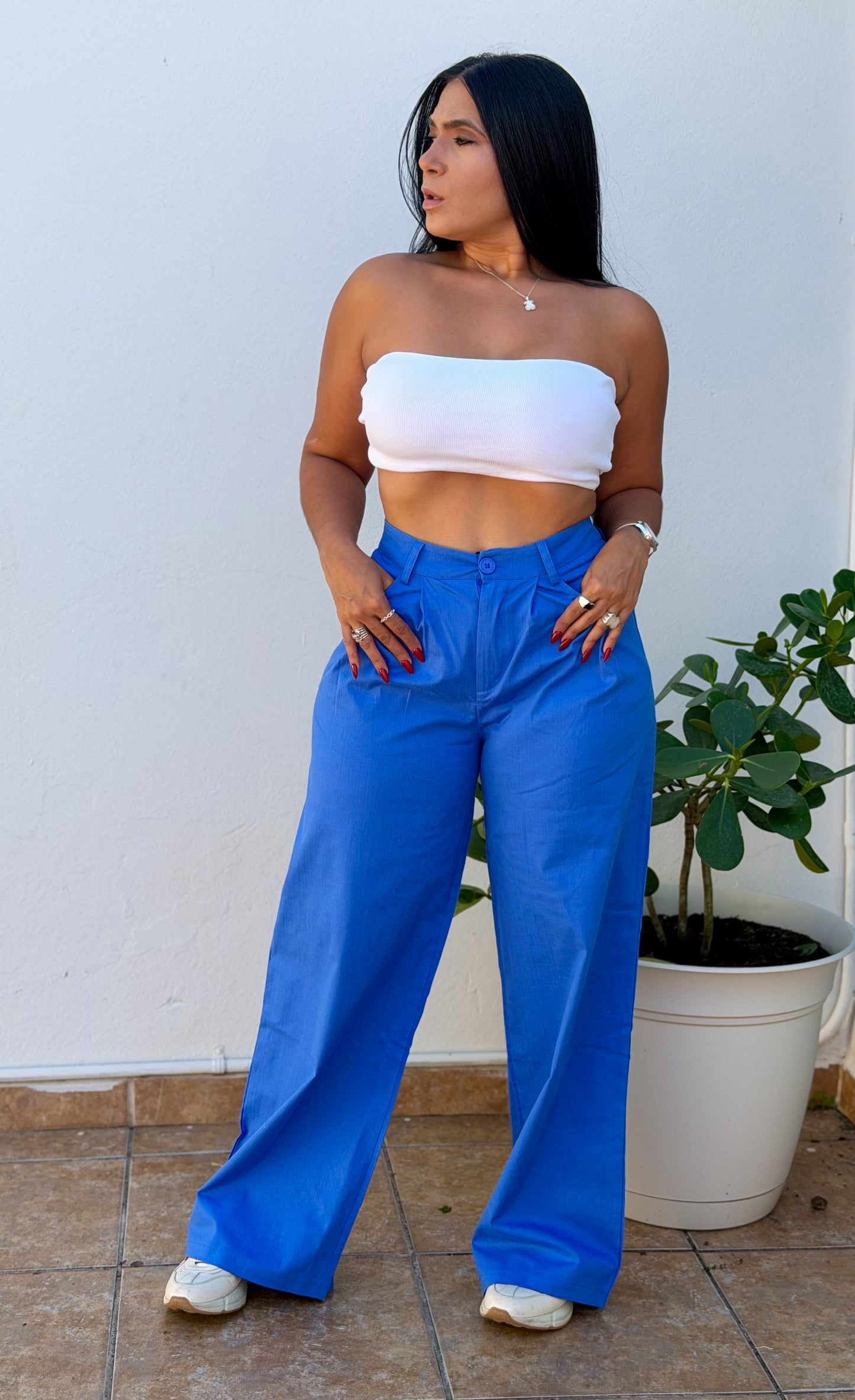 Y definitvamente es mío!! Omg! Royal Blue Luxe Linen Spandex Pants (incluye correa y es bien expandible!)Baggy Wide Leg