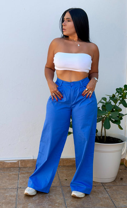 Y definitvamente es mío!! Omg! Royal Blue Luxe Linen Spandex Pants (incluye correa y es bien expandible!)Baggy Wide Leg