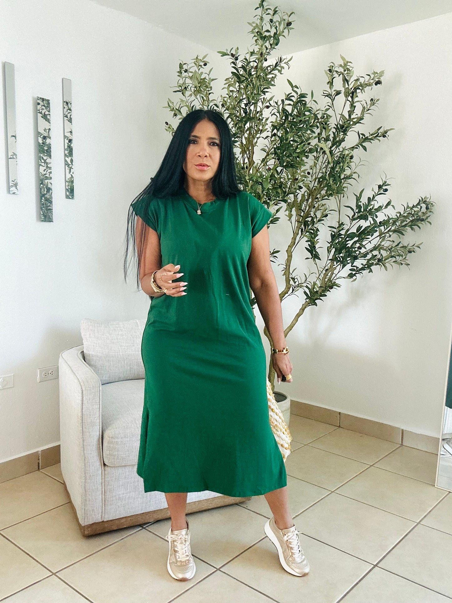 Hunter Green Midi Dress