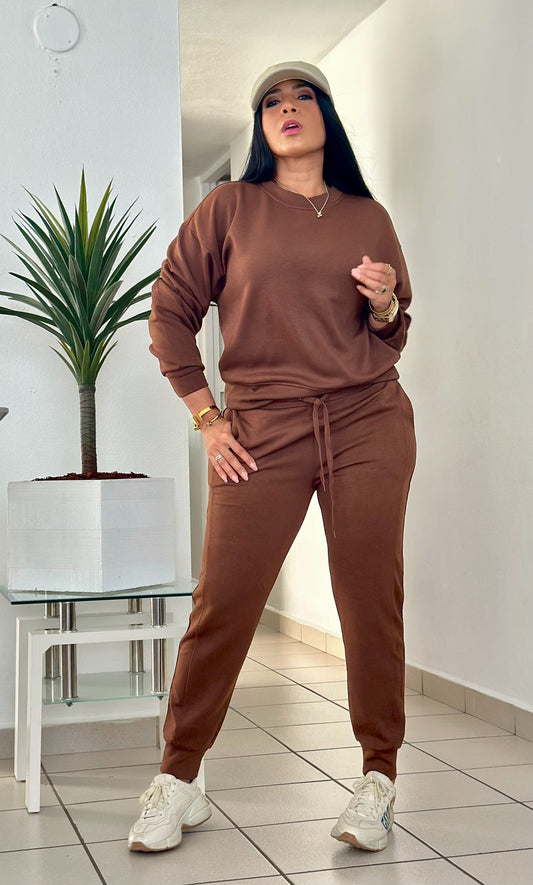 Basic Premium Choco Brown Spandex Pants Set (ES LIVIANO Y NO ES SWEATER NI ES CALUROSOSO)