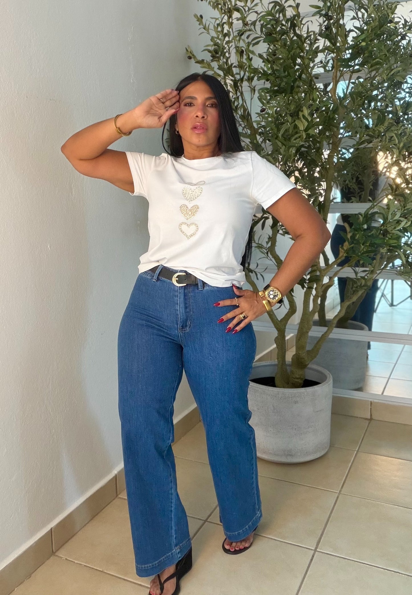 Wide Leg Jeans SPANDEX with belt Blue (correa incluìda) es expandible y moldea el cuerpo