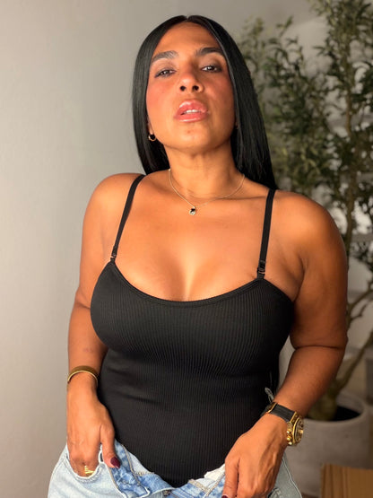 Black Bodysuit Spandex (tiras ajustables y removibles)