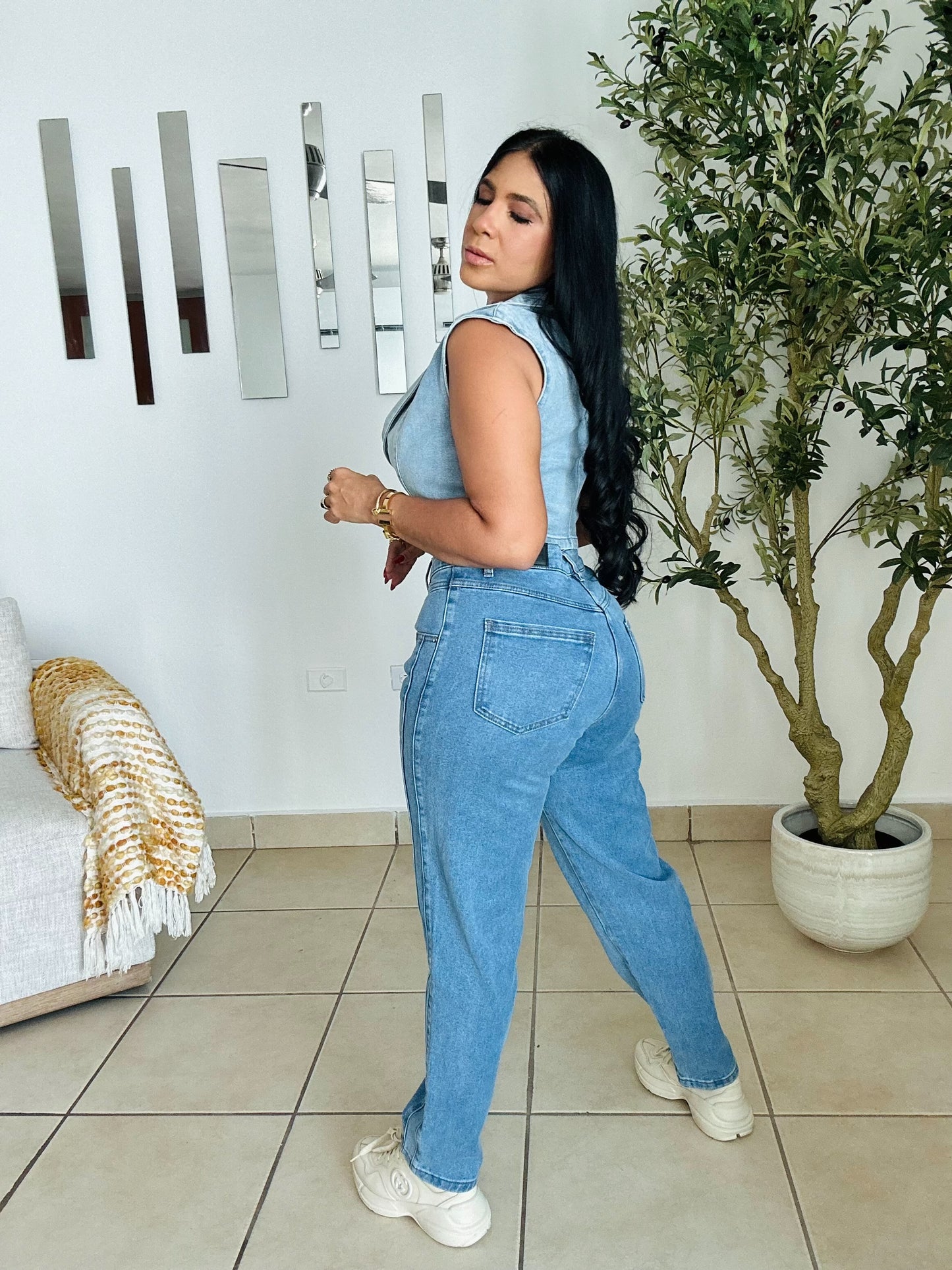 Denim  Blue Baggy Spandex Strechy Jeans