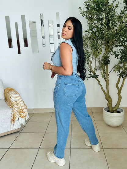 Denim  Blue Baggy Spandex Strechy Jeans