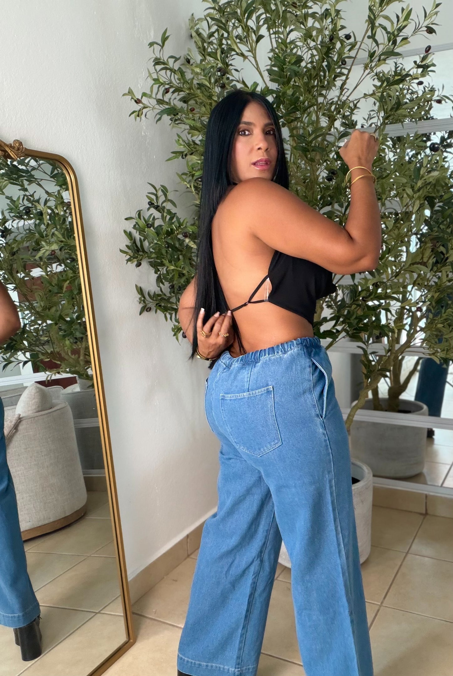 Midblue Spandex Baggy Denim Pants (puesto small)