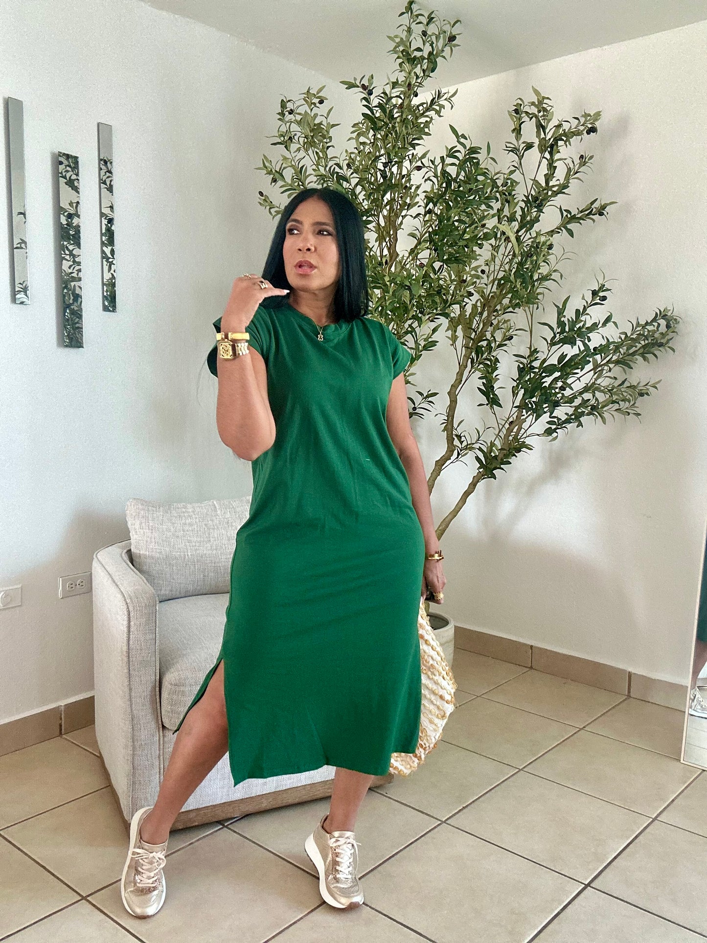 Hunter Green Midi Dress