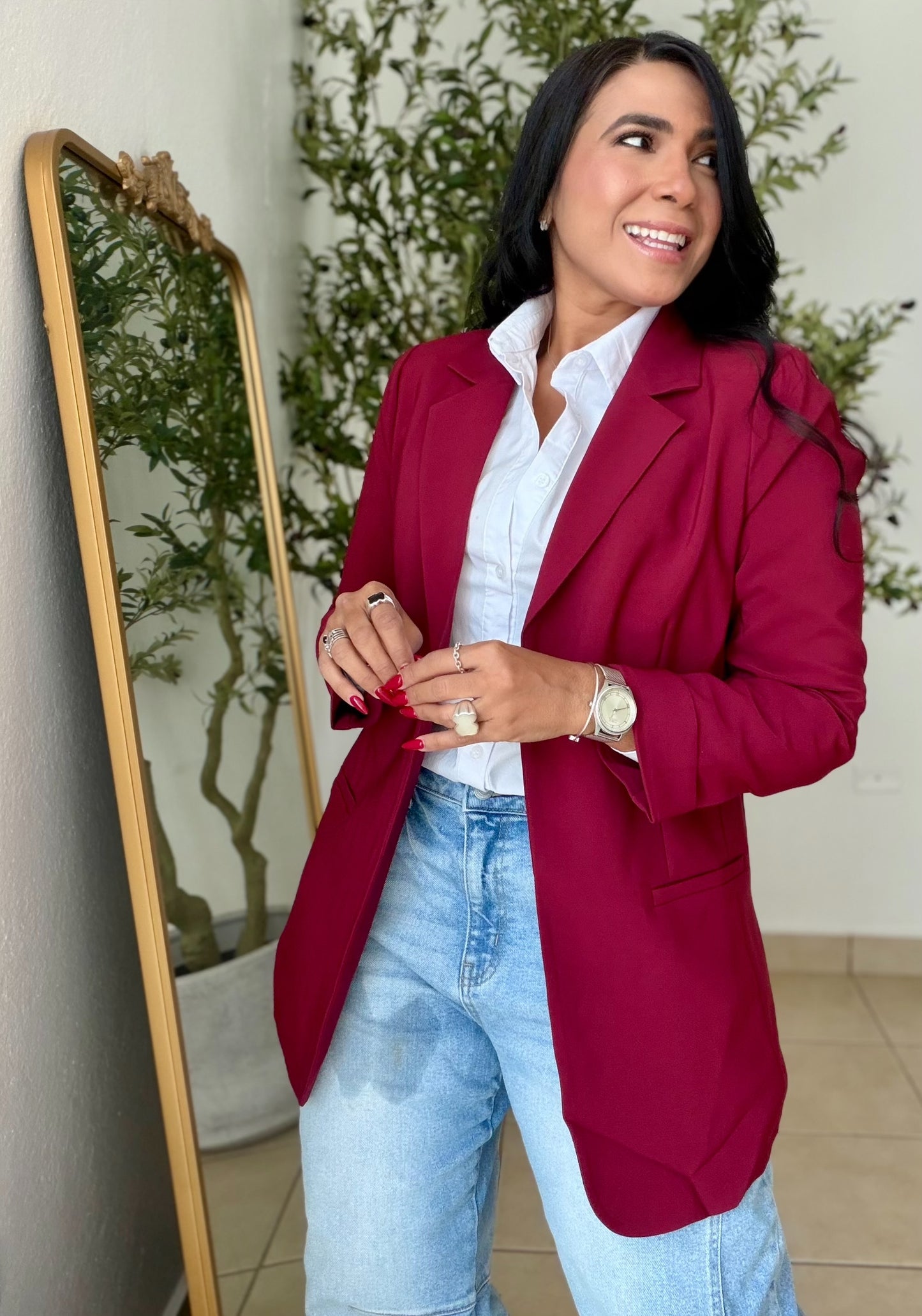 Lele Oversized Luxe Burgundy Blazer(SOLD OUT)