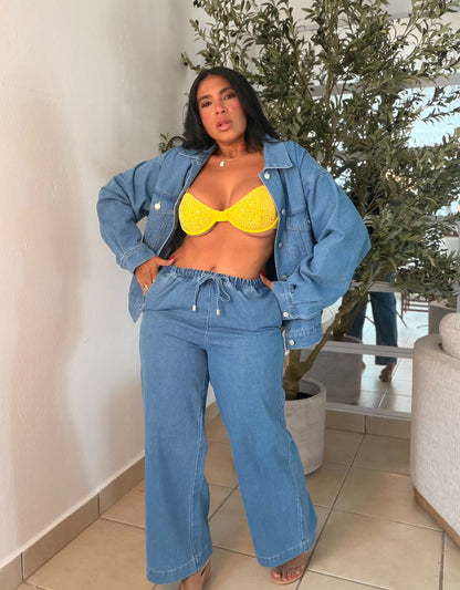 Baggy Denim Blue Spandex y Ajustable y Tiene Bolsillos