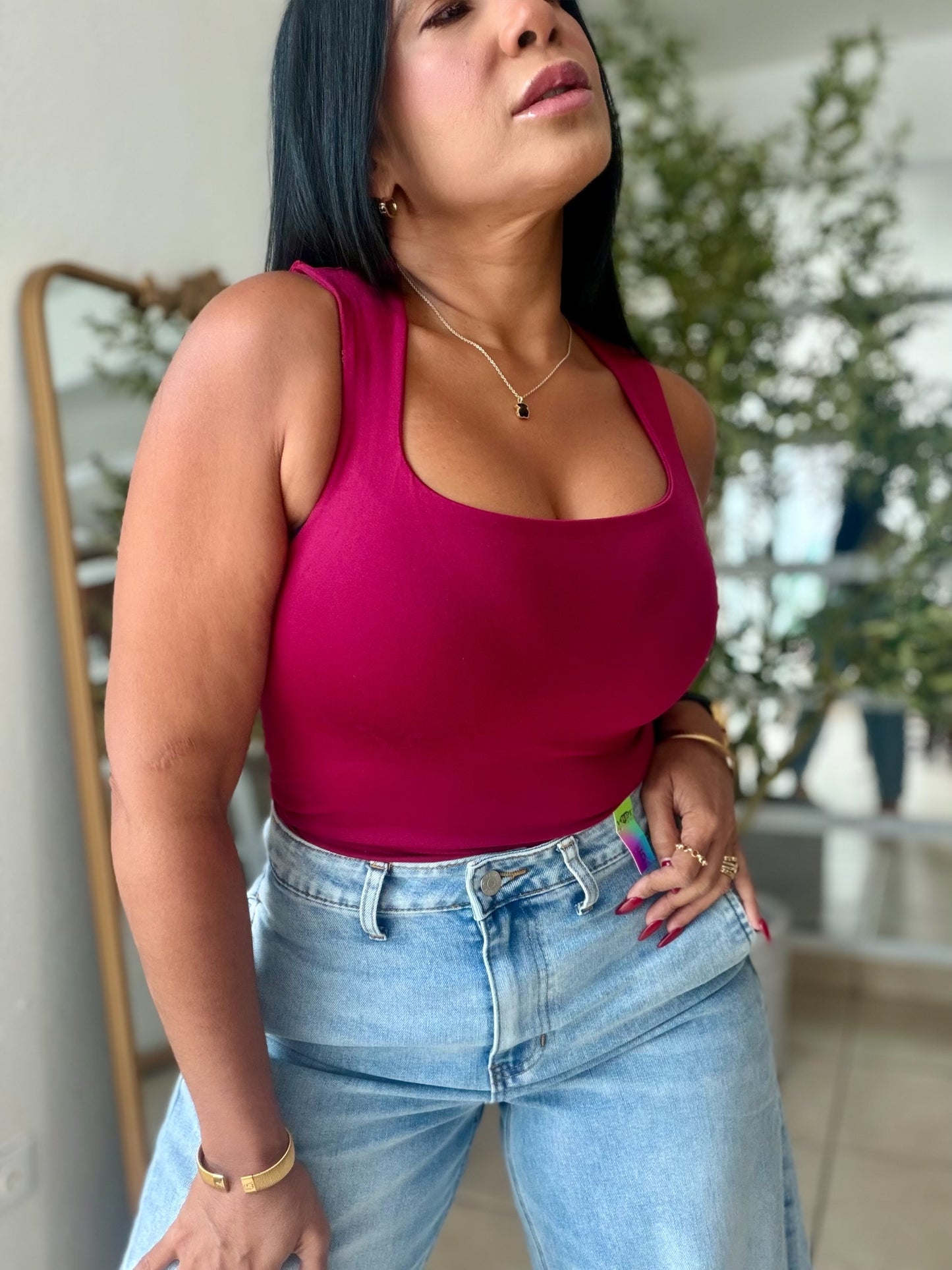 Red Wine Spandex Luxe Basic Top (Rojo Oscuro)SOLD OUT GRACIAS