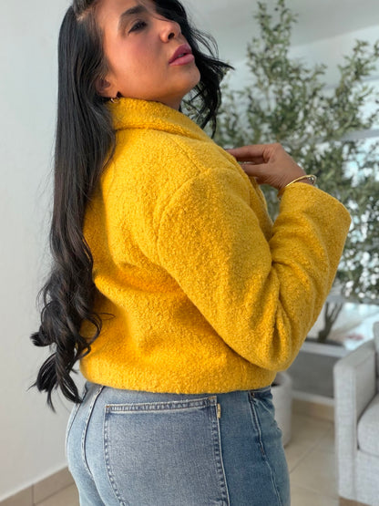 Vintage Yellow Mustard Luxurey Textured Premiun Oversized Jacket Top