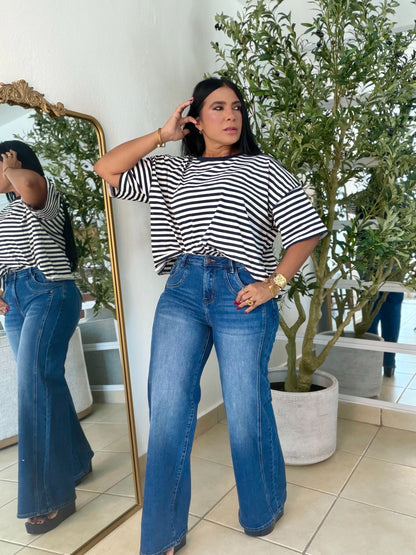 Spandex Wide Leg Vibrant Jeans (nueva colecciòn bien spandex) Blue Jeans (SOLD OUT GRACIAS)