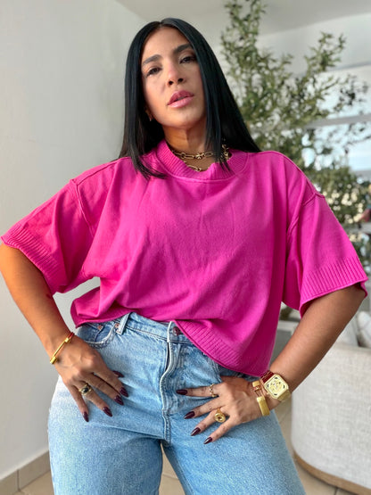 Eah! Eah! Neon Hot Pink Luxe Premium Oversized Top (neon rosa)
