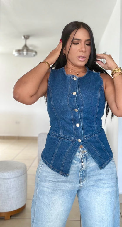 Darita Luxe Blue Denim Vest (SOLD)
